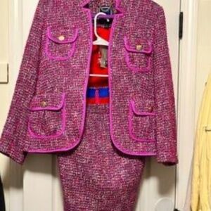 J Crew Fitted Skirt and Blazer Pink Wool
